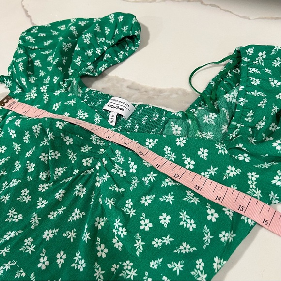 & Other Stories women's floral puff sleeve midi dress with slit green size 4 - Picture 12 of 14